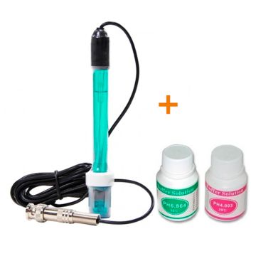 Kit Electrodo de repuesto pH BNC + Soluciones de calibración (pH 6.864 / 4.003)